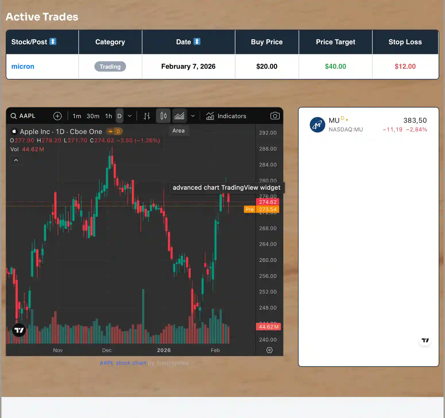 Preview The Trade Tracker by Hedgeberg