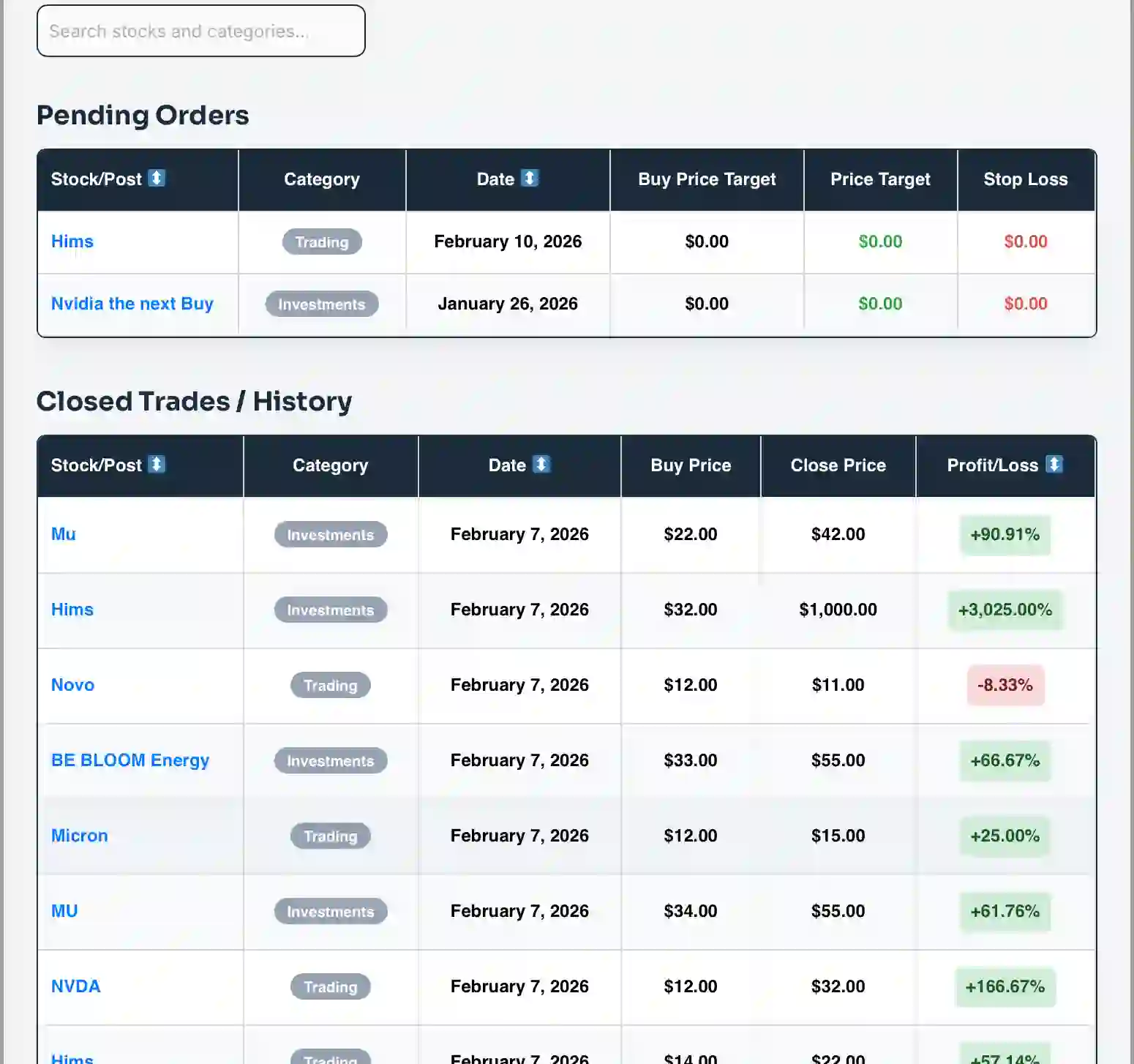 Preview The Trade Tracker by Hedgeberg